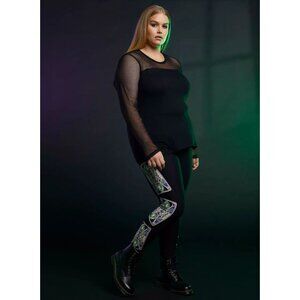 Disney x Hot Topic Womens Haunted Mansion Leota Symbols Leggings 3X Black HA NWT